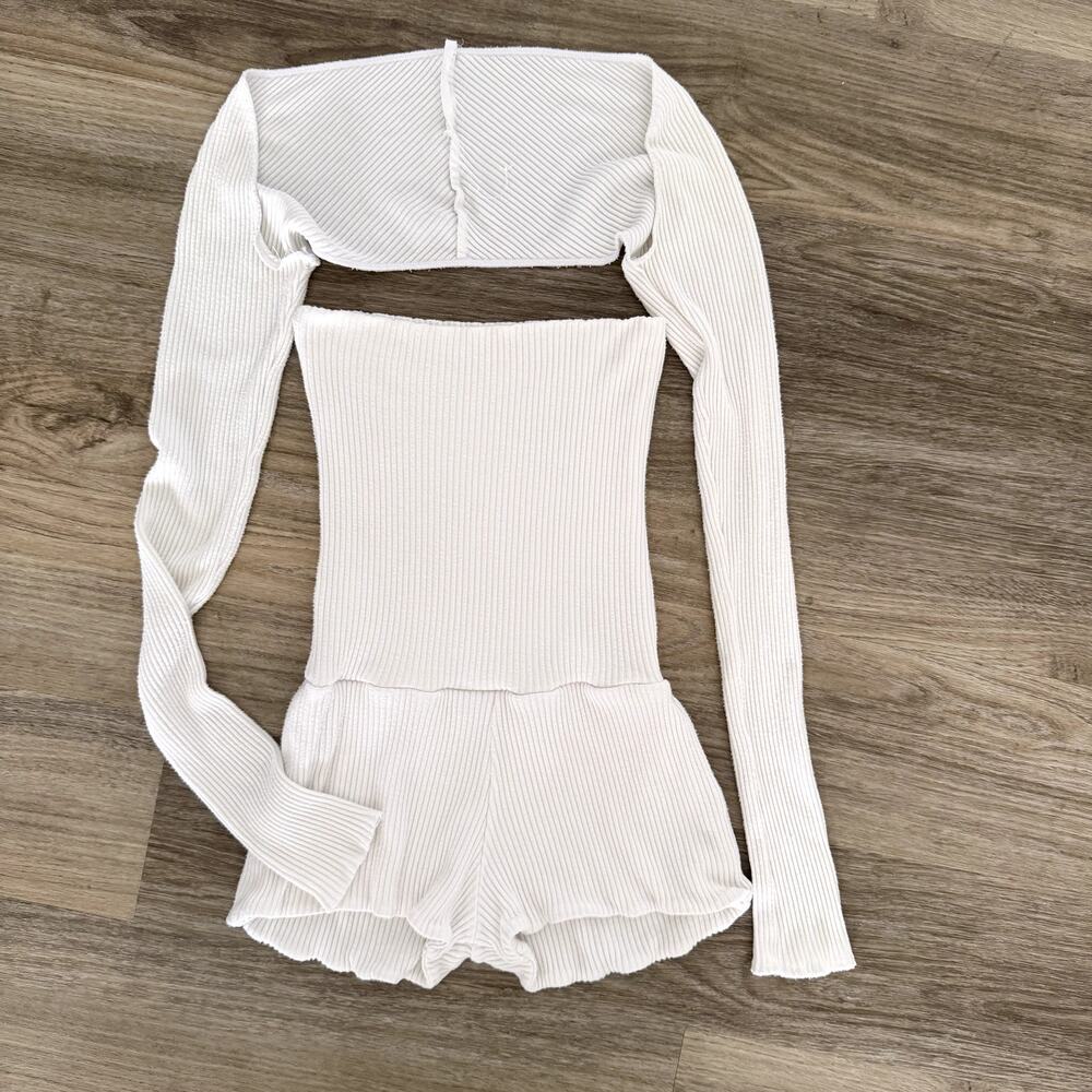 Are You Am I Ribbed Lounge Set – White | Size Small